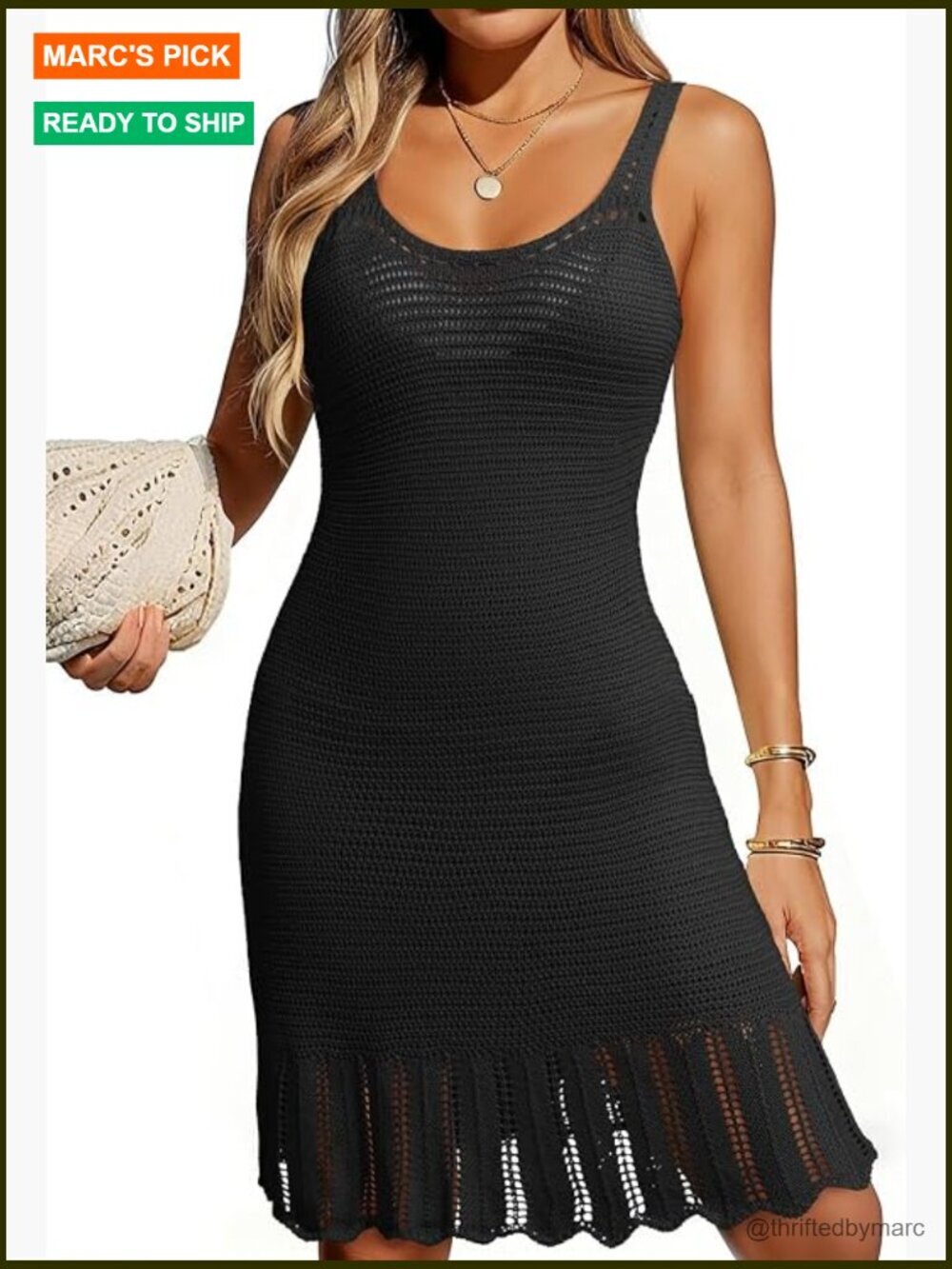 Crochet Knit Beach Coverup Dress Sleeveless Swim Cover Up
